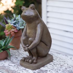 Whimsical Frog Garden Sculpture - Cheerful Outdoor Decor Statue