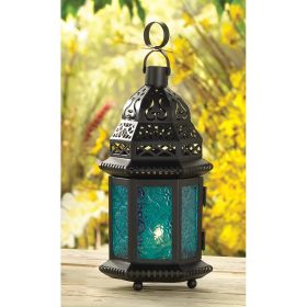 Stunning Blue Glass Candle Lantern - Perfect for Home Decor and Outdoor Events