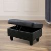 Black Semi PU Synthetic Leather Ottoman Living Room Sofa