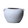 Artisan Ceramic Grey Stone Vase 10"D x 7"H - Country Charm for Your Home