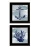 "The Beach Coastal Collection" 2-Piece Vignette By Bluebird Barn, Ready to Hang Framed Print, Black Frame