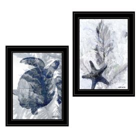 "Ocean Collection" 2-Piece Vignette By Stellar Design Studio, Ready to Hang Framed Print, Black Frame