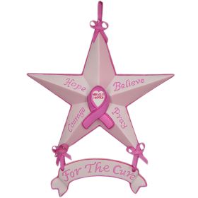 "Breast Cancer Awareness Star Ornaments 6-pack" by Trendy Decor 4U, Ready to Hang