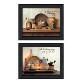 "By Grace Collection" 2-Piece Vignette By Susan Boyer, Printed Wall Art, Ready To Hang Framed Poster, Black Frame