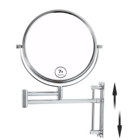 8-inch Wall Mounted Makeup Vanity Mirror, 1X / 7X Magnification Mirror, 360¬∞ Swivel with Extension Arm (Chrome Finish)