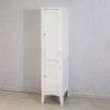 Tall Narrow Tower Freestanding Cabinet with 2 Shutter Doors 5 Tier Shelves for Bathroom;  Kitchen ; Living Room ; Storage Cabinet; White