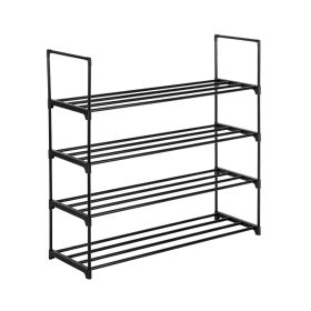 4 Tiers Shoe Rack Shoe Tower Shelf Storage Organizer For Bedroom, Entryway, Hallway, and Closet Black Color--YS