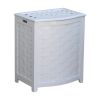 Oceanstar White Finished Bowed Front Veneer Laundry Wood Hamper with Interior Bag BHV0100W