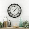 Better Homes & Gardens 20" Black and White Analog Round Raised Roman Numerals Grill Wall Clock