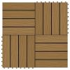 11 pcs Decking Tiles Deep Embossed WPC 11.8"x11.8" 1 sqm Teak Color