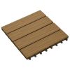 11 pcs Decking Tiles Deep Embossed WPC 11.8"x11.8" 1 sqm Teak Color