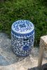 Ceramic Garden Stool, Blue and White Small Side Tabel, D11" x 16"