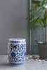 Ceramic Garden Stool, Blue and White Small Side Tabel, D11" x 16"