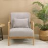 Mid Century Modern Accent Chair with Wood Frame, Upholstered Living Room Chairs, Reading Armchair for Bedroom