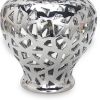 Silver Ceramic Ginger Jar Vase with Decorative Design