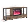 60 inch Electric Fireplace Media TV Stand With Sync Colorful LED Lights-Reclaimed Barnwood Color