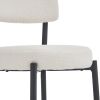 Set of 2 modern teddy fabric upholstered bar stools - Metal base high stool - Suitable for kitchen, dining and living room - Beige - Stylish and comfo