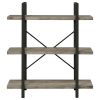 Grey Driftwood and Gunmetal 3-tier Bookcase