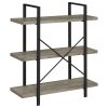 Grey Driftwood and Gunmetal 3-tier Bookcase