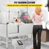 VEVOR 62 inch Professional Dog Grooming Tub Stainless Steel Pet Bathing Tub Large Dog Wash Tub with Faucet Walk-in Ramp Accessories Dog Washing Statio