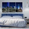 3 Panels Framed Brooklyn Bridge Night View New York Canvas Wall Art Decor,3 Pieces Mordern Canvas Decoration Painting for Office,Dining room,Living ro