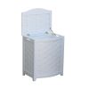 Oceanstar White Finished Bowed Front Veneer Laundry Wood Hamper with Interior Bag BHV0100W