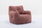 Soft Tufted Foam Bean Bag Chair With Teddy Fabric Bean Paste Red