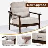 Home Accent Chair Mid-Century Modern Chair Upholstered Lounge Arm Chair with Solid Wood Frame & Soft Cushion for Living Room, Bedroom, Belcony, Taupe