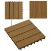 11 pcs Decking Tiles Deep Embossed WPC 11.8"x11.8" 1 sqm Teak Color