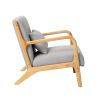 Mid Century Modern Accent Chair with Wood Frame, Upholstered Living Room Chairs, Reading Armchair for Bedroom