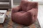 Soft Tufted Foam Bean Bag Chair With Teddy Fabric Bean Paste Red