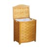 Oceanstar Natural Finished Bowed Front Veneer Laundry Wood Hamper with Interior Bag BHV0100N