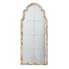 22" x 48" Large Cream & Gold Framed Wall Mirror, Wood Arched Mirror with Decorative Window Look for Living Room, Bathroom, Entryway