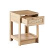 15.75" Rattan End table with drawer; Modern nightstand; side table for living roon; bedroom; natural