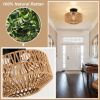 Mini Rattan Flush Mount Light with Dimmable LED Bulb