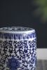 Ceramic Garden Stool, Blue and White Small Side Tabel, D11" x 16"