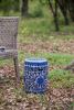 Ceramic Garden Stool, Blue and White Small Side Tabel, D11" x 16"