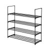 4 Tiers Shoe Rack Shoe Tower Shelf Storage Organizer For Bedroom, Entryway, Hallway, and Closet Black Color--YS