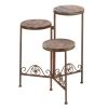 Vintage-Inspired Rustic Triple Plant Stand for Indoor and Outdoor Decor