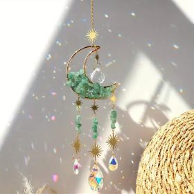 1pc Rainbow Maker Crystal Suncatcher - Enhance Your Home Decor with Aquamarine, Amethyst, and Obsidian - Perfect for Garden, Yard, Bedroom, Balcony, a (Color: 2.76inchMOON  Green Dongling)