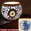 Mosaic Glass Candlestick Color Snowflake Mosaic Candle Holder Romantic Candlelight Table Centerpieces Party Dinner Wedding Decor