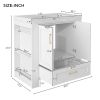 30'' Bathroom Vanity with Seperate Basin Sink, Modern Bathroom Storage Cabinet with Double-sided Storage Shelf, Freestanding Bathroom Vanity Cabinet w