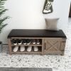 WESOME Modern Farmhouse Tobacco Wood Shoes Bench