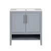 30" Bathroom Vanity with Sink, Multi-functional Bathroom Cabinet with Doors and Drawers, Solid Frame and MDF Board