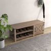 WESOME Modern Farmhouse Tobacco Wood Shoes Bench