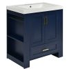 30'' Bathroom Vanity with Seperate Basin Sink, Modern Bathroom Storage Cabinet with Double-sided Storage Shelf, Freestanding Bathroom Vanity Cabinet w